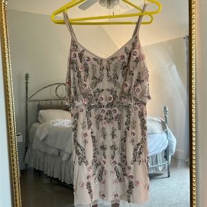 Blush beaded HOCO mini dress worn once